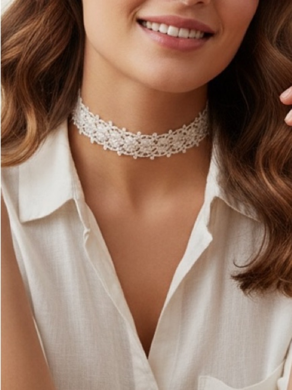 NWT White Lace Choker Necklace fashion accessories